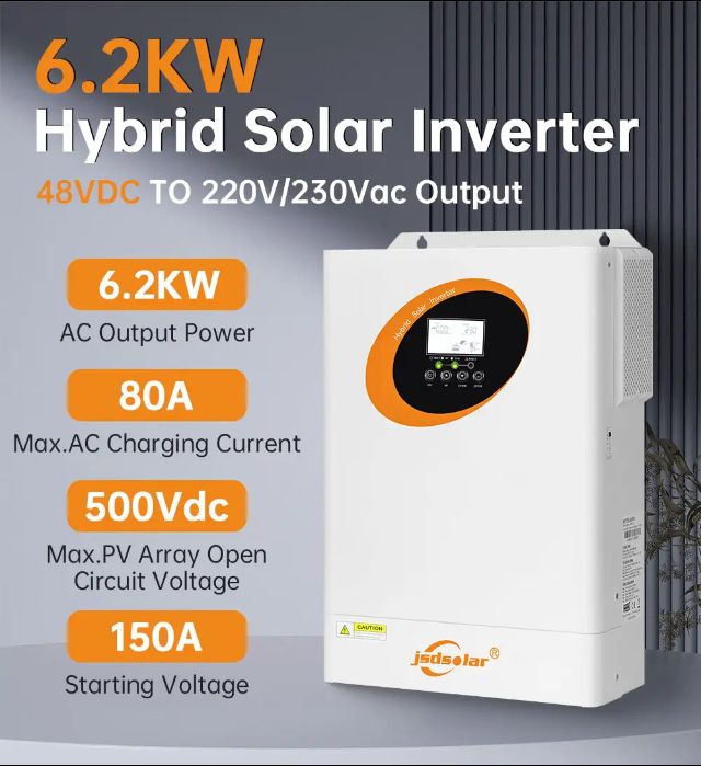 Гібрідний інвертор JSDSOLAR 6,2квт. 48В. Чистий сінус. On/Off Grid.