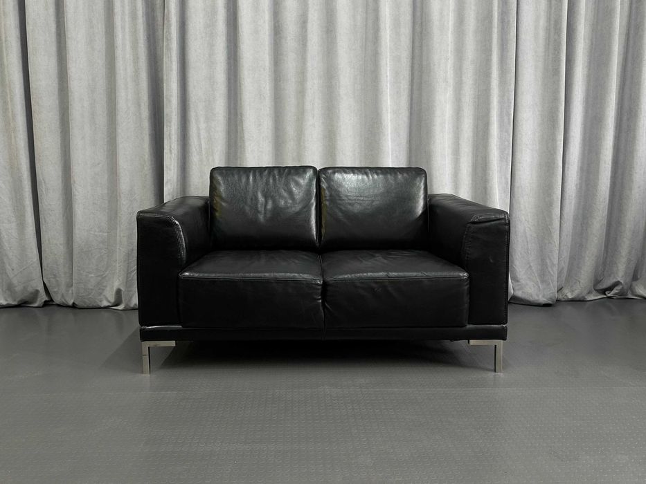 Чорний шкіряний диван-двійка/шкіряні дивани/меблі з Європи/COMFORTLIFE