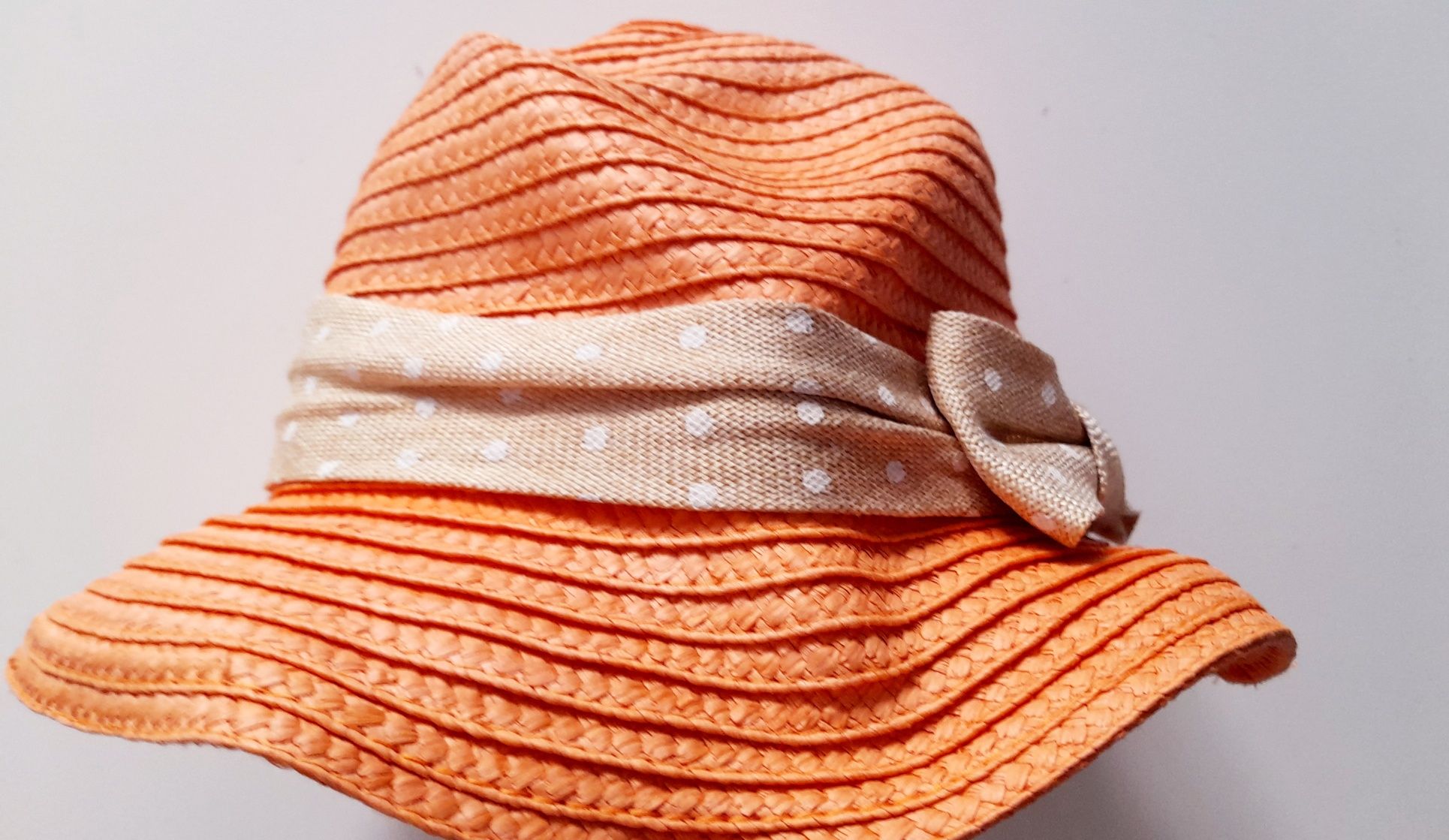 letni kapelusz dla dziewczynki kropki lato plaża 54cm 56cm  8 9 10 11