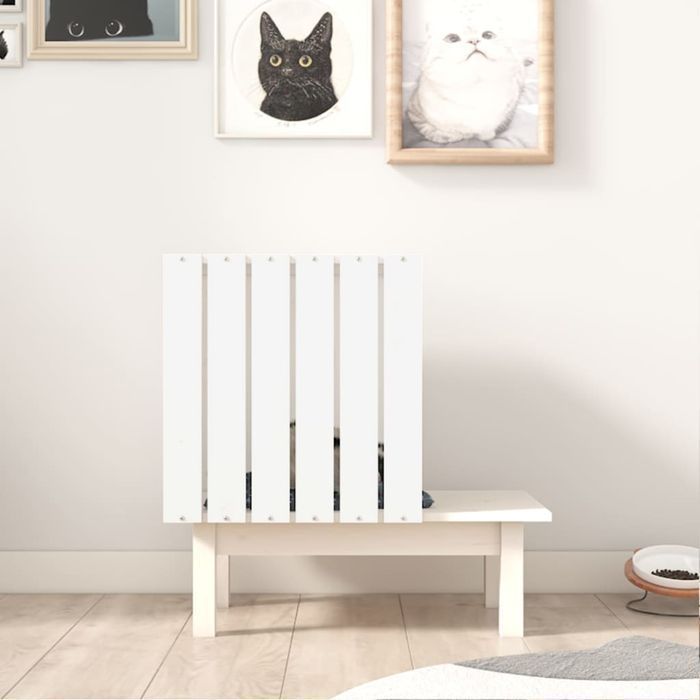 Vidaxl Domek Dla Kota, Biały, 60X36X60 Cm, Lite Drewno Sosnowe