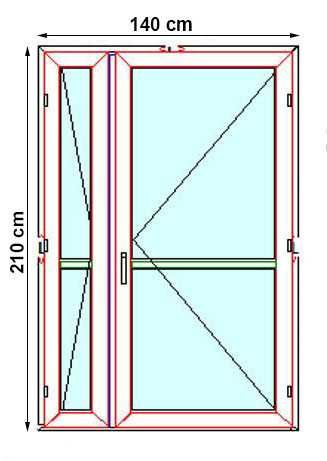 Drzwi zewnętrzne PCV dwuskrzydłowe sklepowe tarasowe 140x210 białe pvc