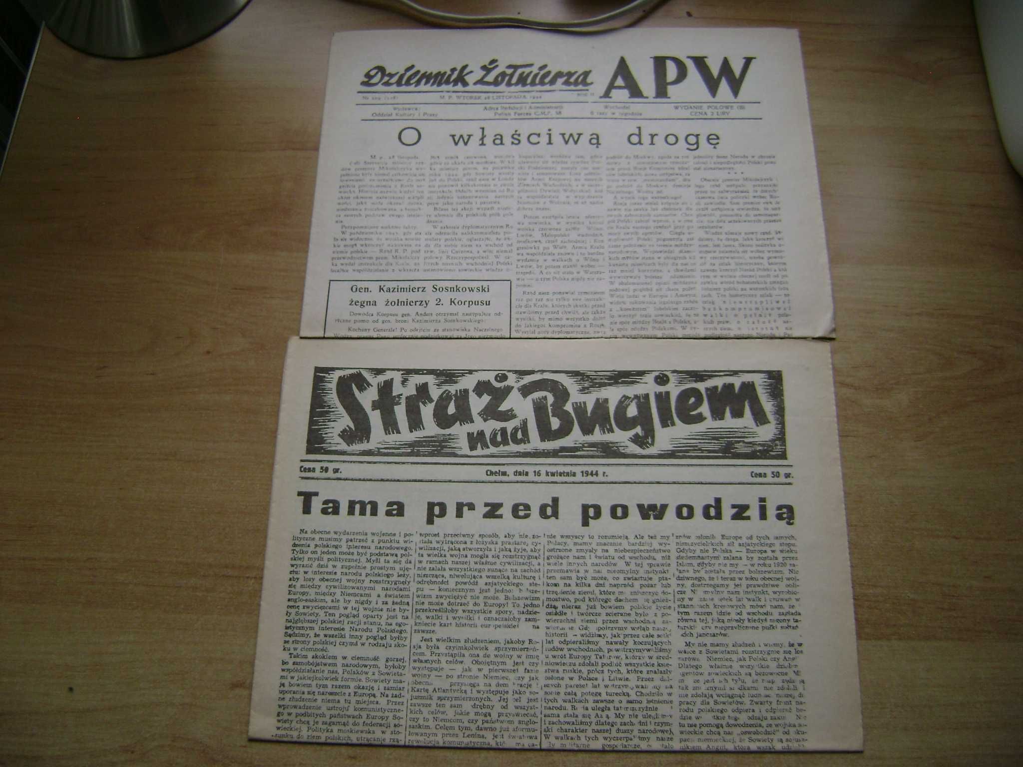 Starocie z PRL - Militaria = Gazety 1944r. Zestaw 15 sztuk Faksymile