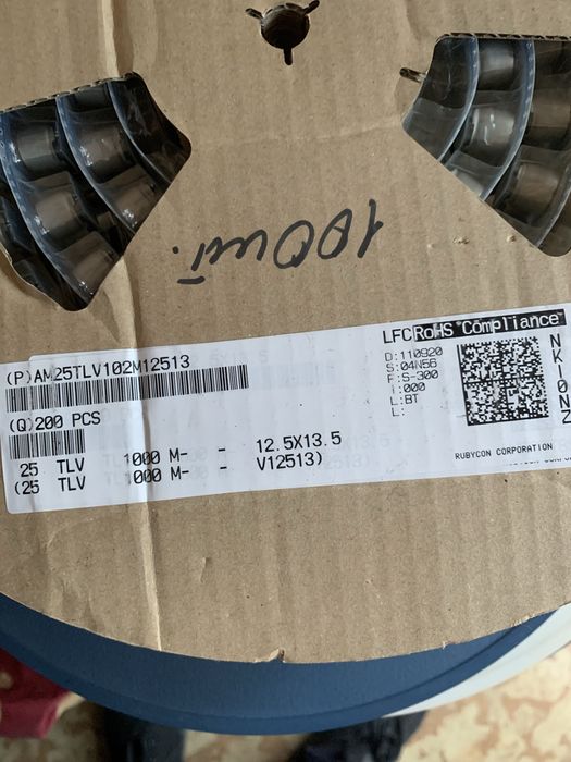 Конденсатор 1000 мкФ 25 В. RUBYCON SMD 25TLV1000M12.5/13.5