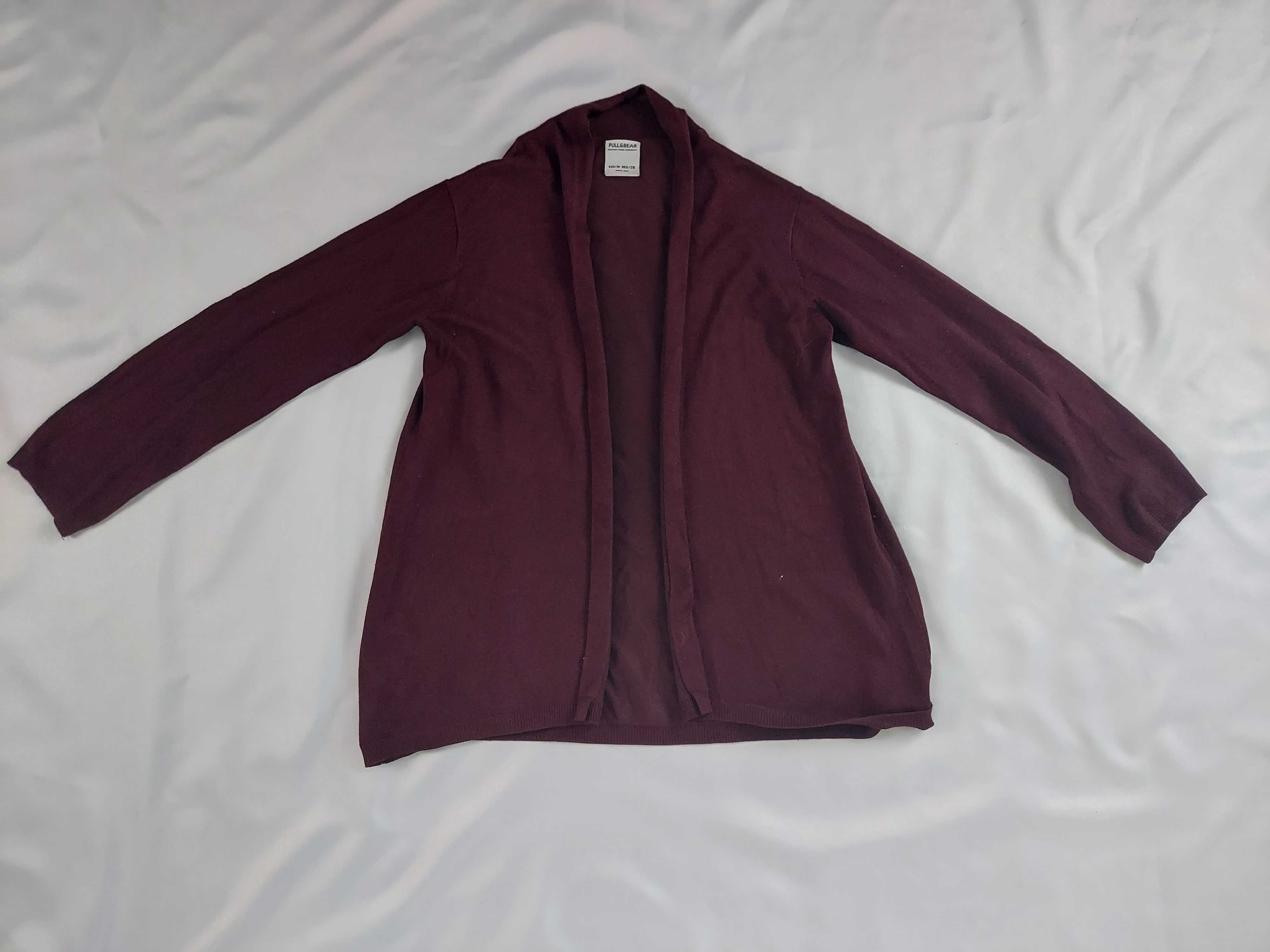 Sweter kardigan bordowy Pull&Bear M38