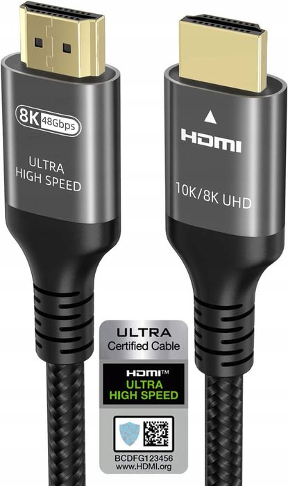 Kabel HDMI 2.1 10K 8K 4K, 7,5 m, 4K120 Hz/144 Hz, 8K60 Hz, 48 Gb/s