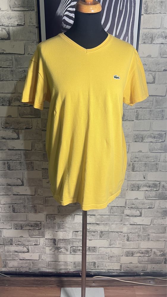 Świetna koszulka męska w serek żółta żywa w serek lacosta