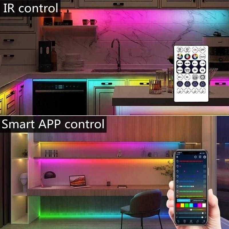 5, 10м LED светодиодная стрічка адресная RGBIC WS2812b пульт Bluetooth