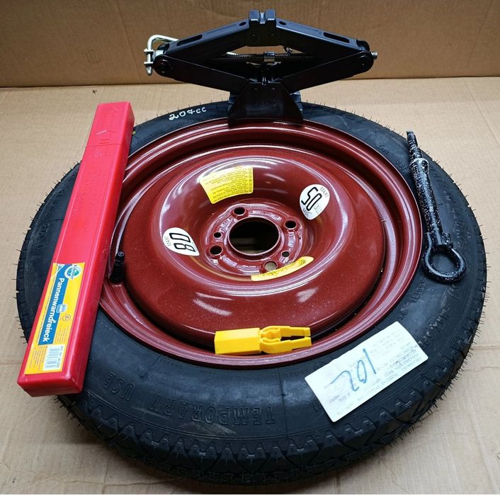 207CC koło 125-80-15 dojazdowe zapasowe lewarek klucz śruba holownicza zestaw komplet 207 Peugeot