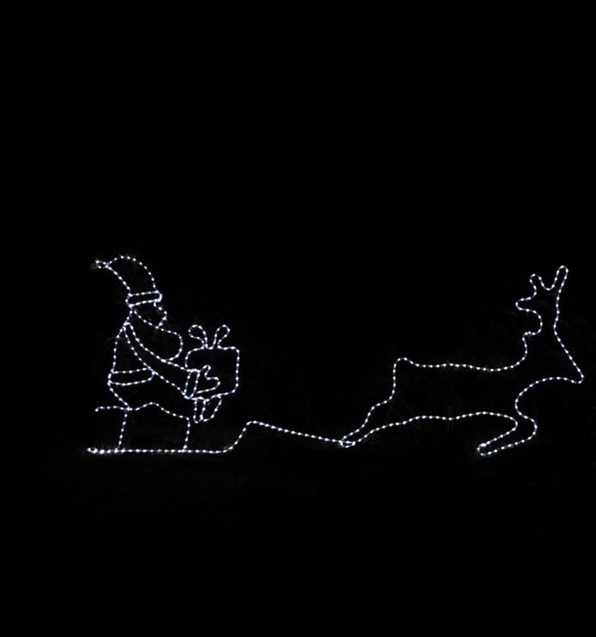 Mikołaj na saniach z Reniferem OZDOBA ŚWIĄTECZNA LED 2D