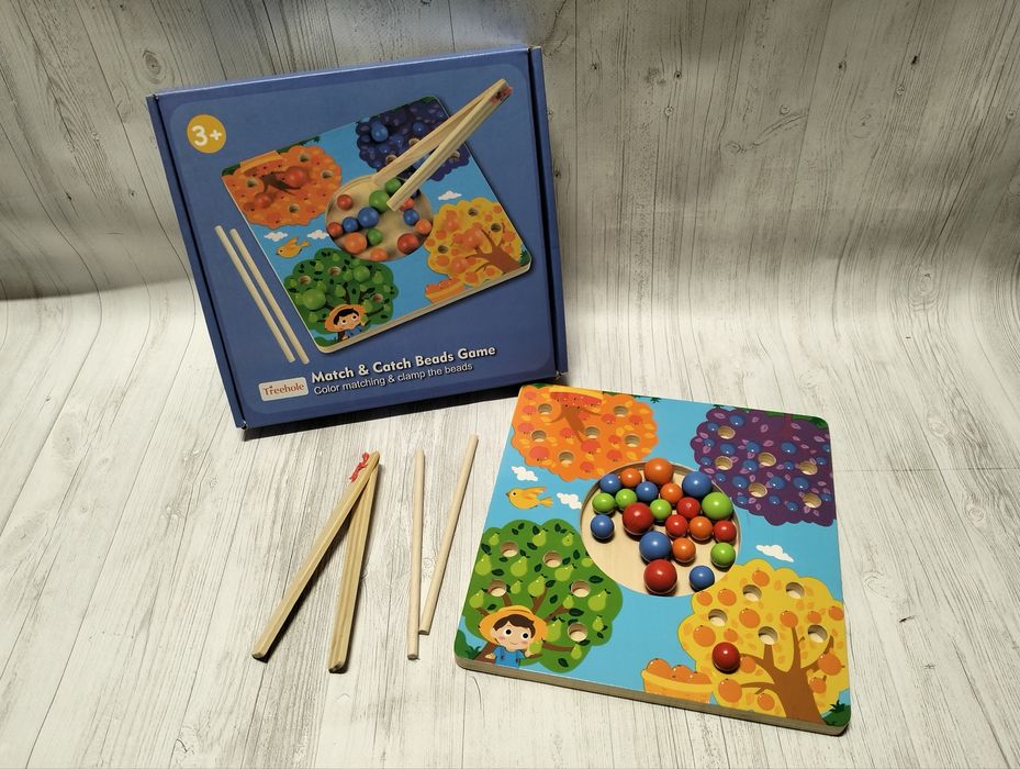 Деревянная игра Limo Toy сортер Монтессори с пинцетом Времена года