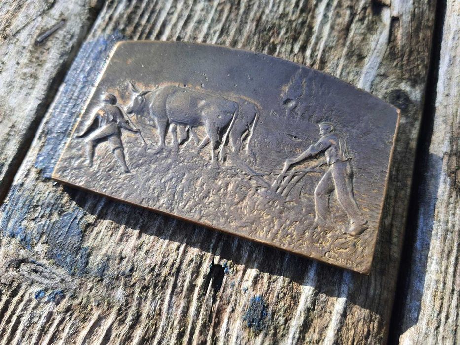 Stary medal z brązu antyk grawer Coudray