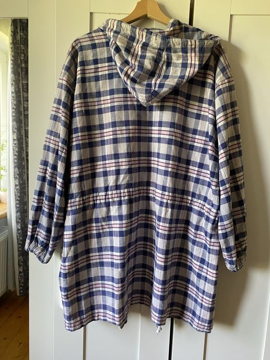 Bawełniana lekka kurtka jak bluza parka oversize  w kratę