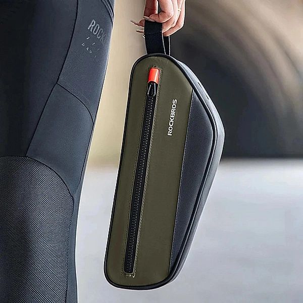 Torba Rockbros rowerowa na ramę 1,7 l - zielono-czarna