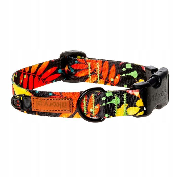 mocna obroża dla psa amstaffa stafika pitbulla m/l 25mm czarna liście