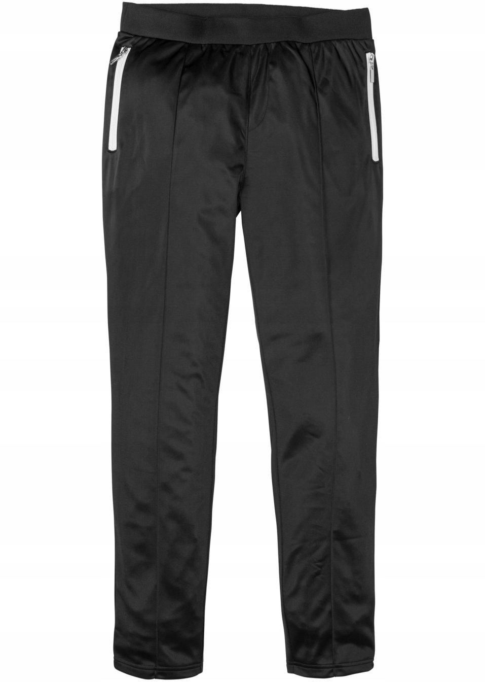 bonprix czarne długie błyszczące sportowe spodnie męskie zamki 60-62