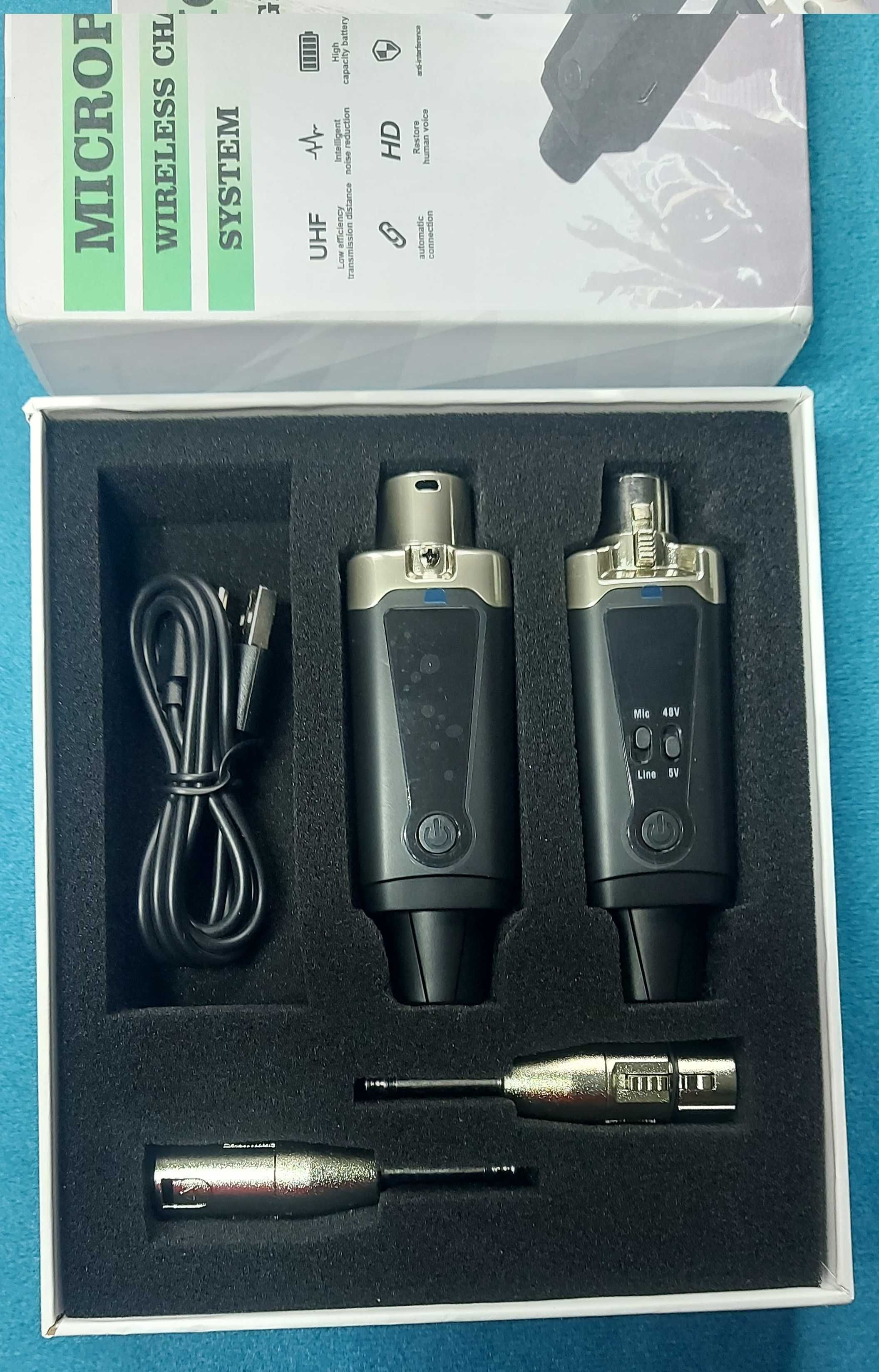Bezprzewodowy system mikrofonowy audio XLR/JACK