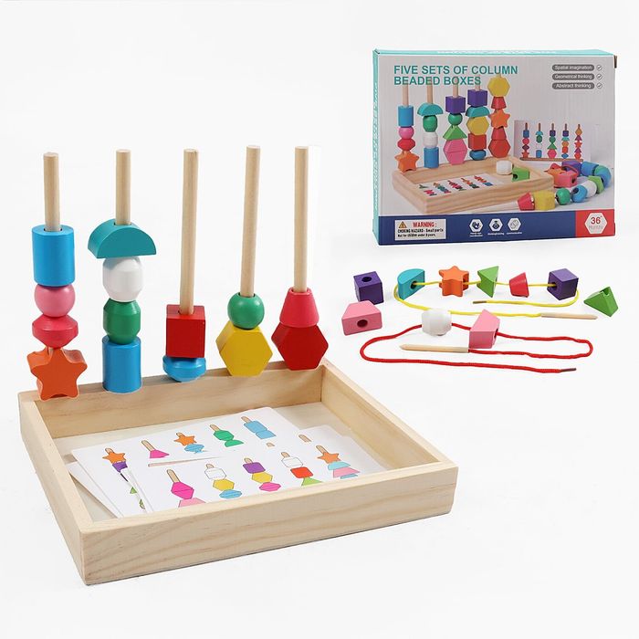 Шнурівка дерев'яна 9 видів, Серце, Транспорт, Фрукти, Тварини, Дино