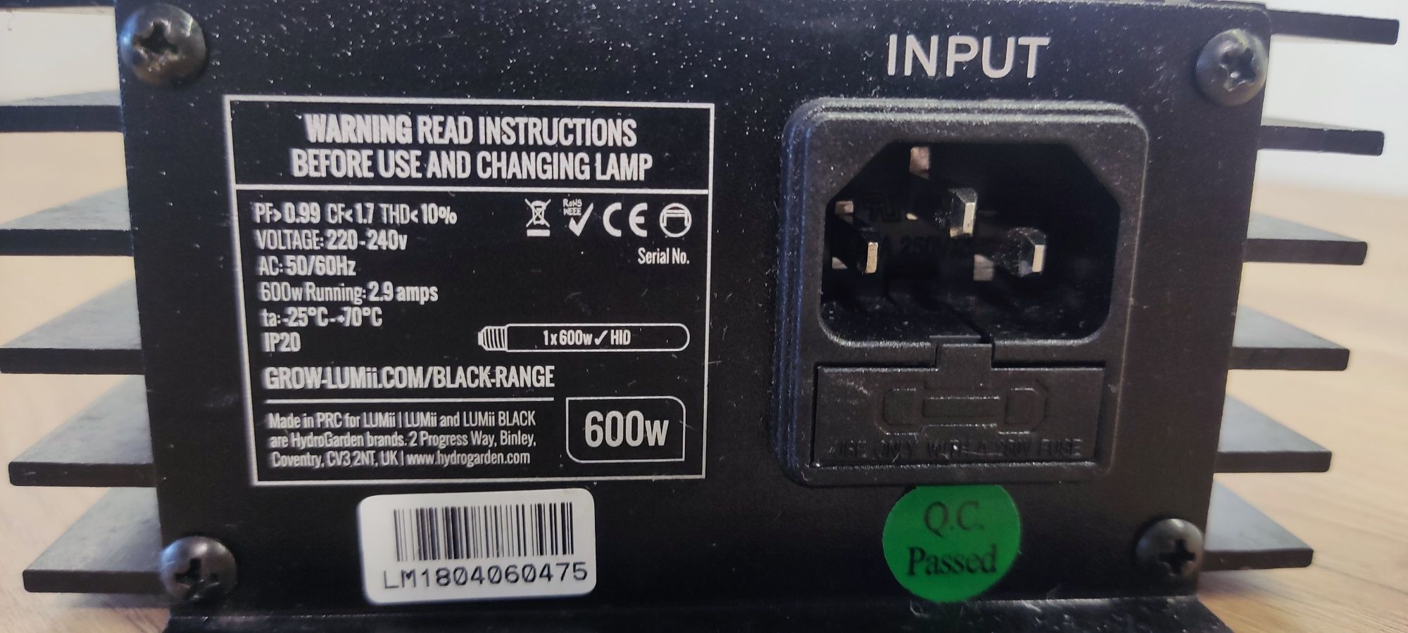 Zasilacz balast Lumii Black 600W statecznik do lamp żarówek HPS MH