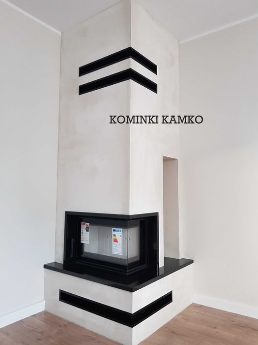 Kominki Kamko - wkład narożny Kratki.pl Simple S BS z zabudową