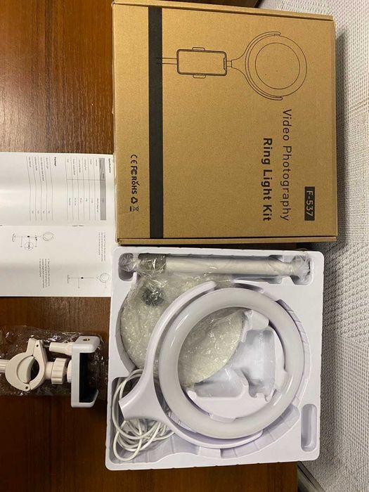 Кольцевая лампа настольная Ring Light Kit F-537 белая