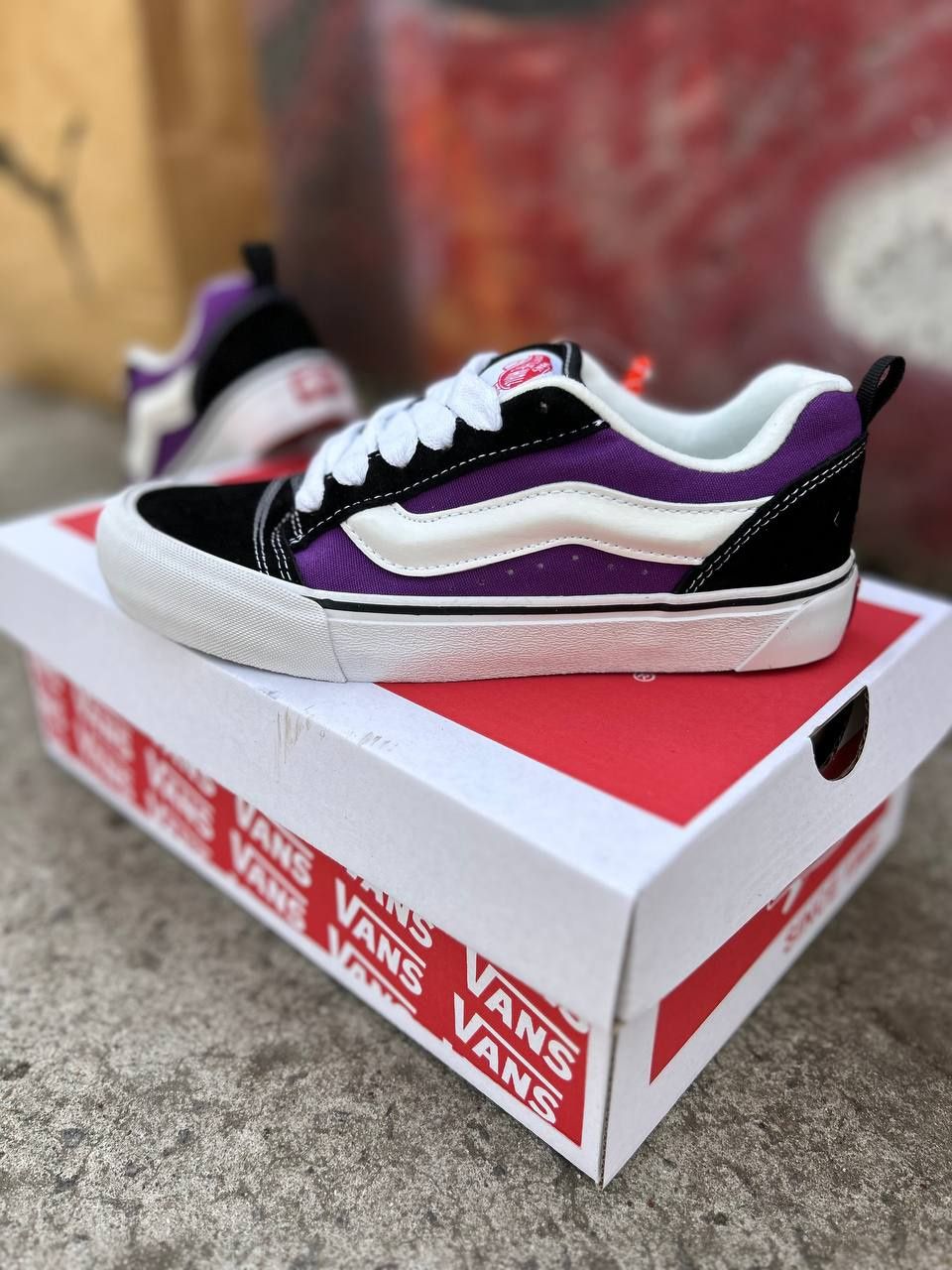 Кеди жіночі та молодіжні VANS KNU Skool Purple Black Кеды женские