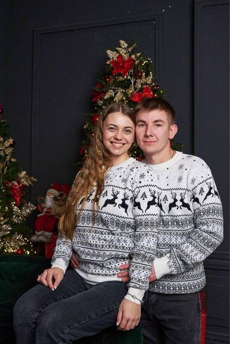 Новорічні парні вовняні светри, різні кольори