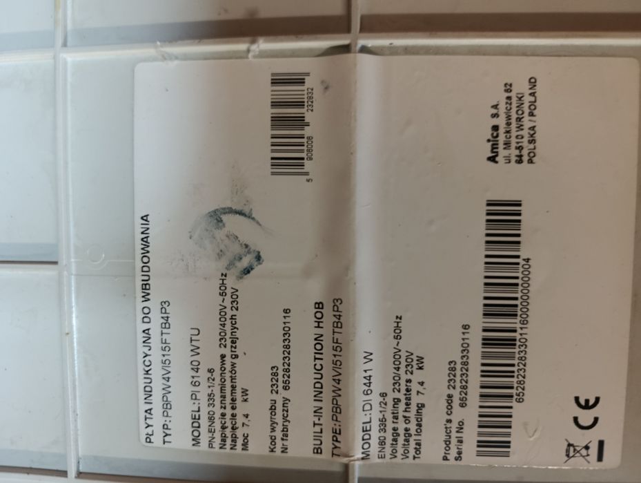 Płyta indukcyjna Amica 7,4 kv