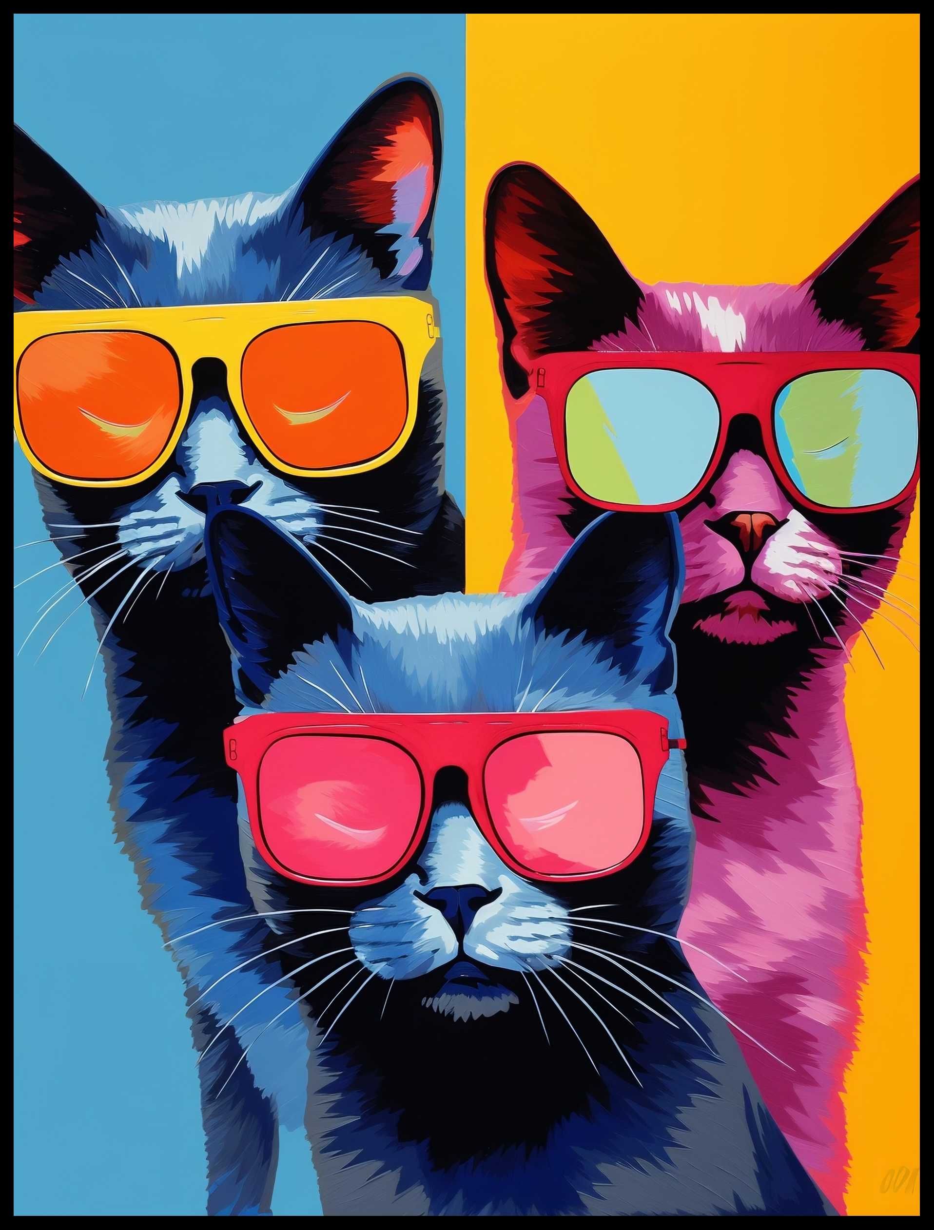 Plakat Obraz Stylowe Koty Sztuka 50x70 cm Premium