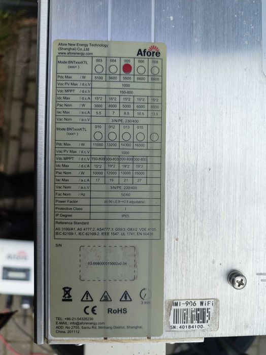 Falownik Afore HNSxxxTL – 5,5 kW – sprawny, używany 6 lat – OKAZJA