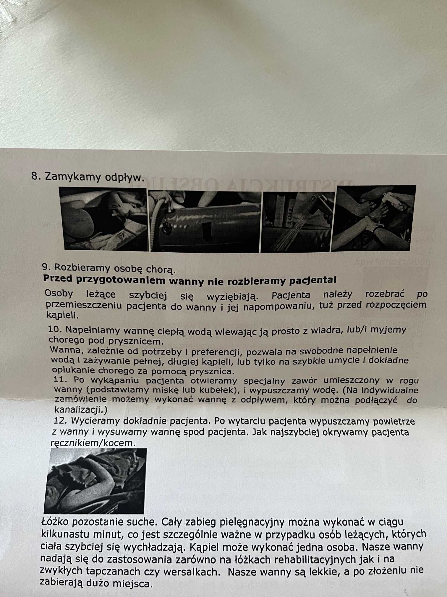 Wanna pneumatyczna do mycia osób leżących
