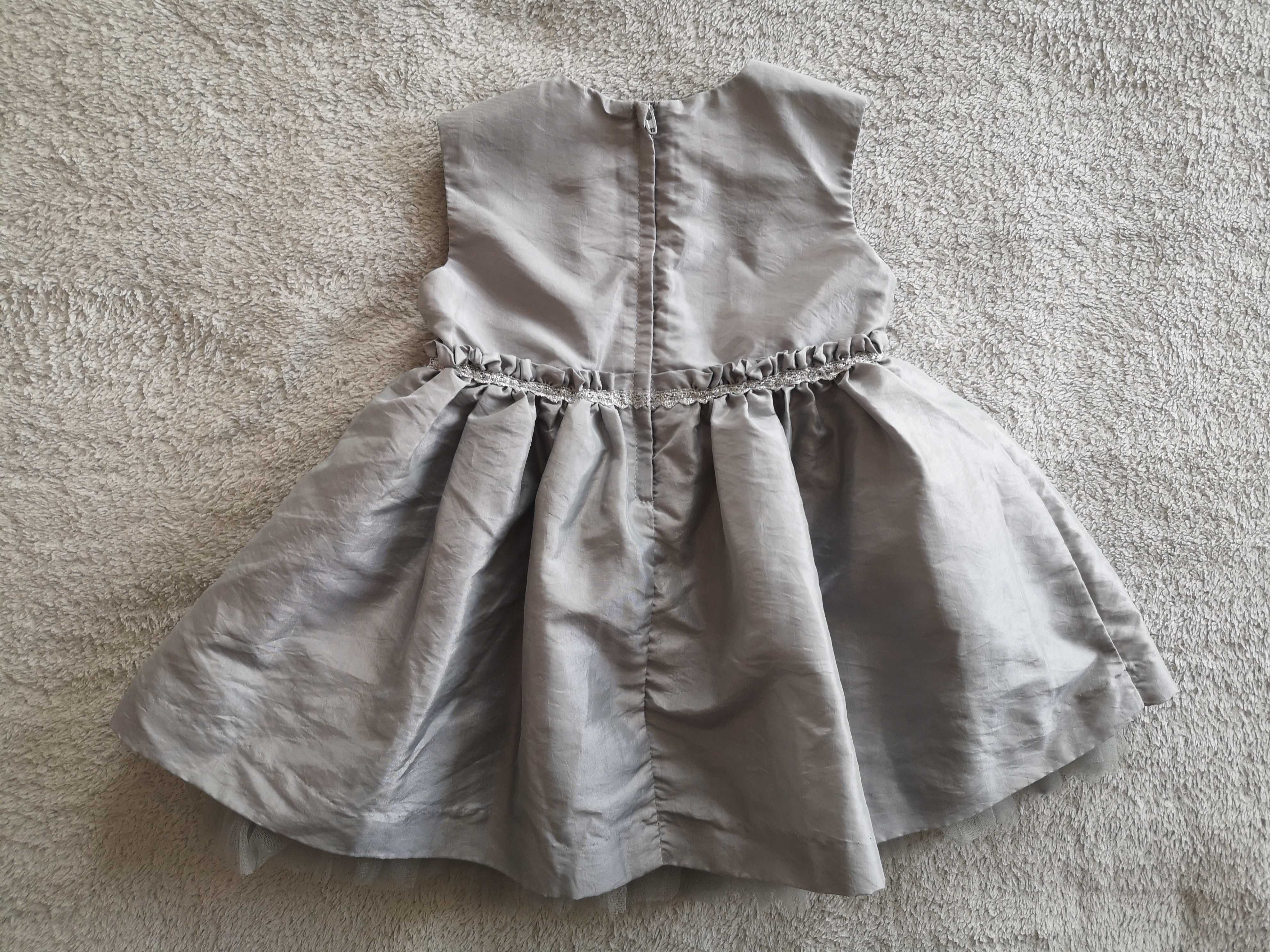 Szara srebrna elegancka sukienka H&M 80 kot kotek Hello Kitty jak nowa