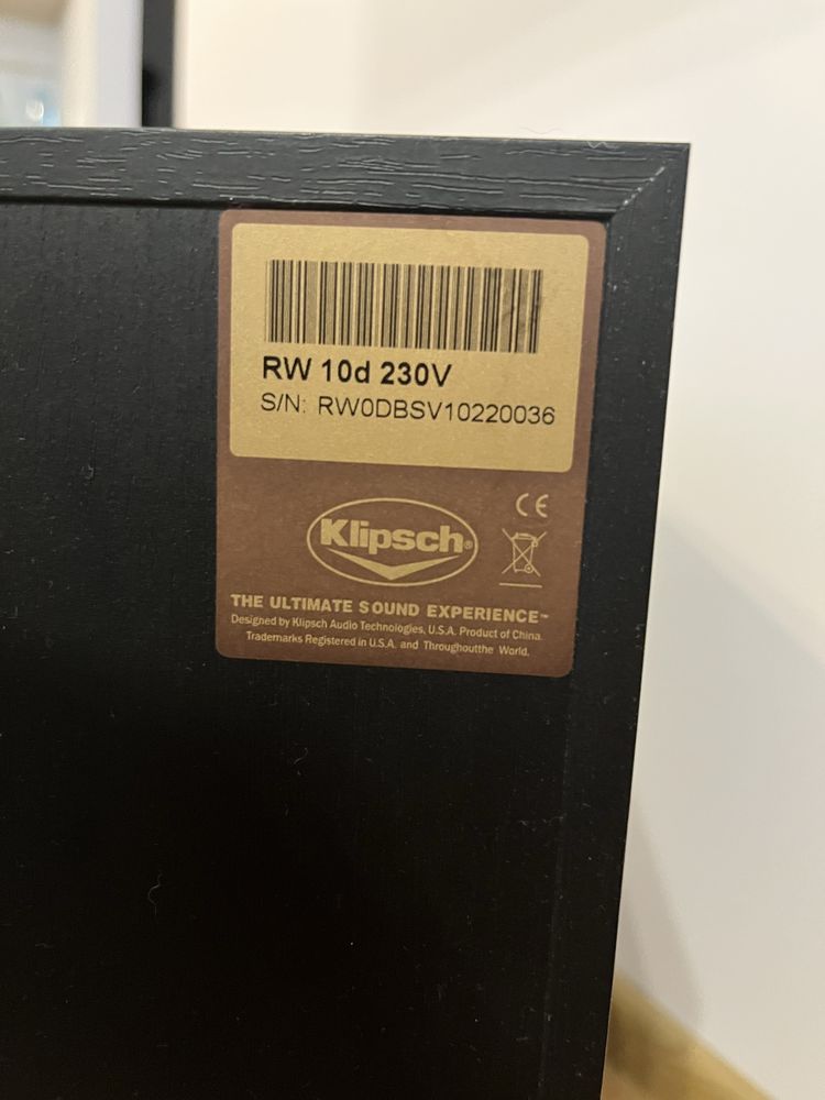 Subwoofer Klipsch RW-10D, Centr Klipsch RC-52. Kino domowe.