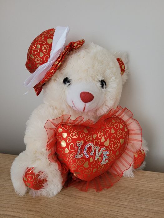 Duży biały miś maskotka zabawka serce nowy prezent