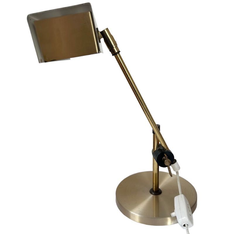 Mosiężna lampa biurkowa bankierka