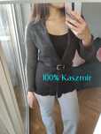 Grafitowy sweter kardigan 100% kaszmir