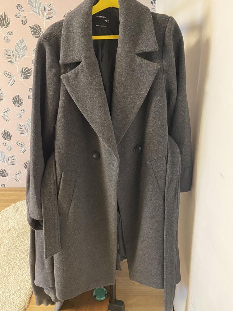 Пальто женское , пиджак серый теплый стильный reserved  размер с