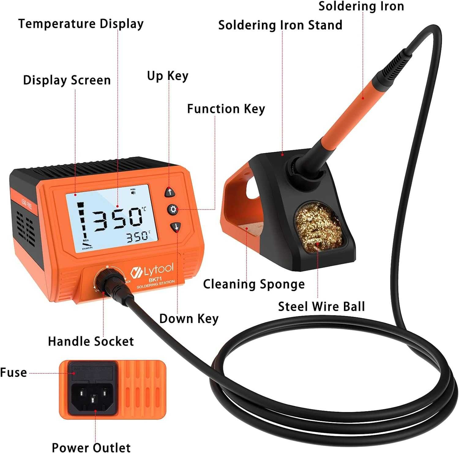 Lytool BK71 stacja lutownicza 60W Duży Wyświetlacz Zestaw Lutownicy