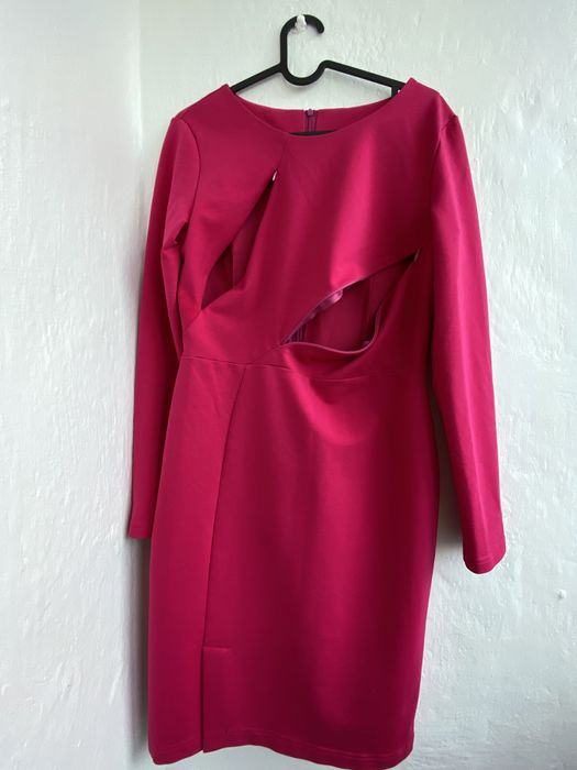 Elegancka dopasowana sukienka Boboco do karmienia piersią fuksja S/36