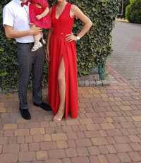 Czerwona sukienka maxi, wesele, świadkowa