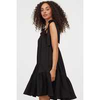 h&m trend sukienka z kokardami czarna rozkloszowana XS S risk