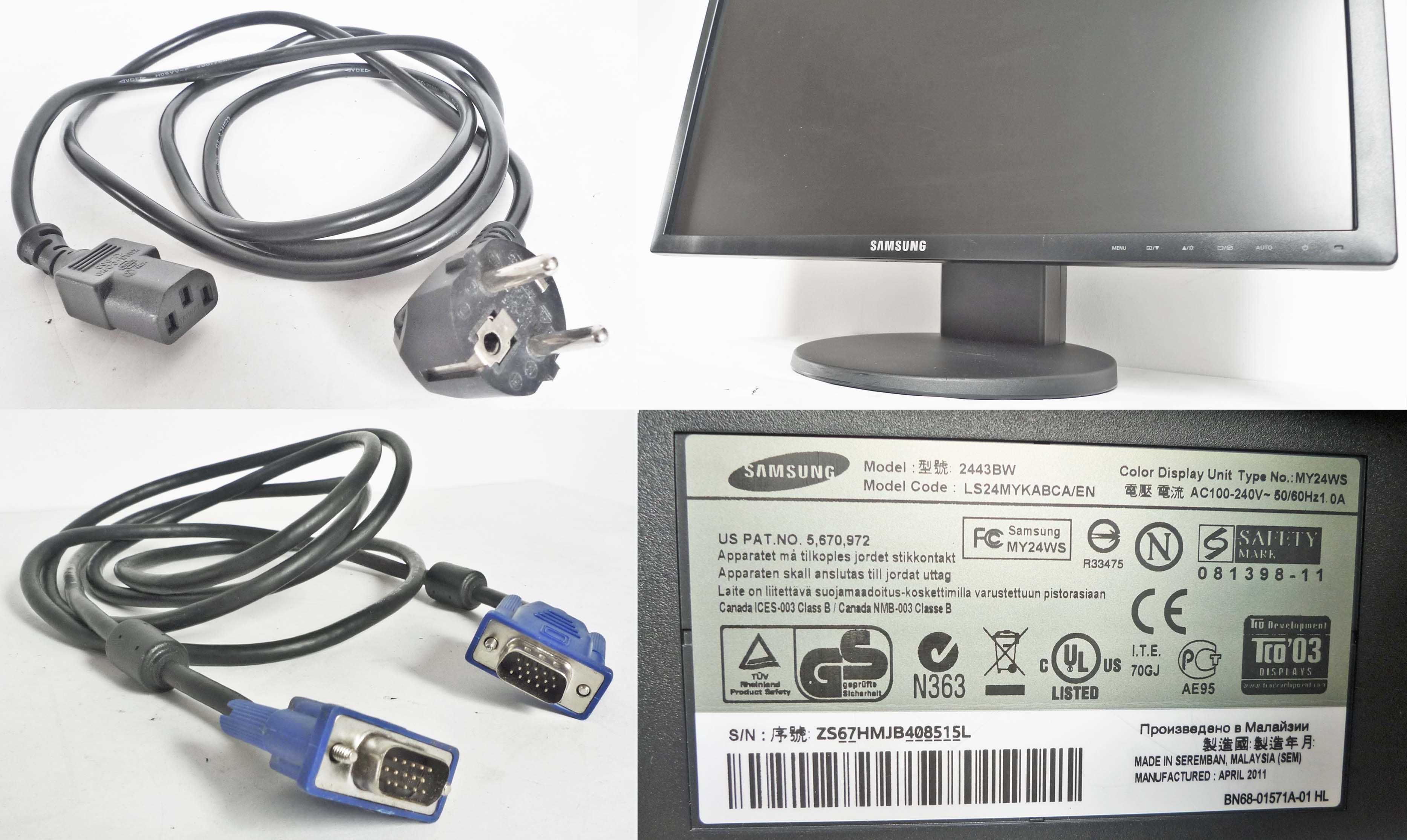 Samsung SyncMaster 24" 5ms 50000:1 Has Pivot Swivel Tilt VGA DVI kable