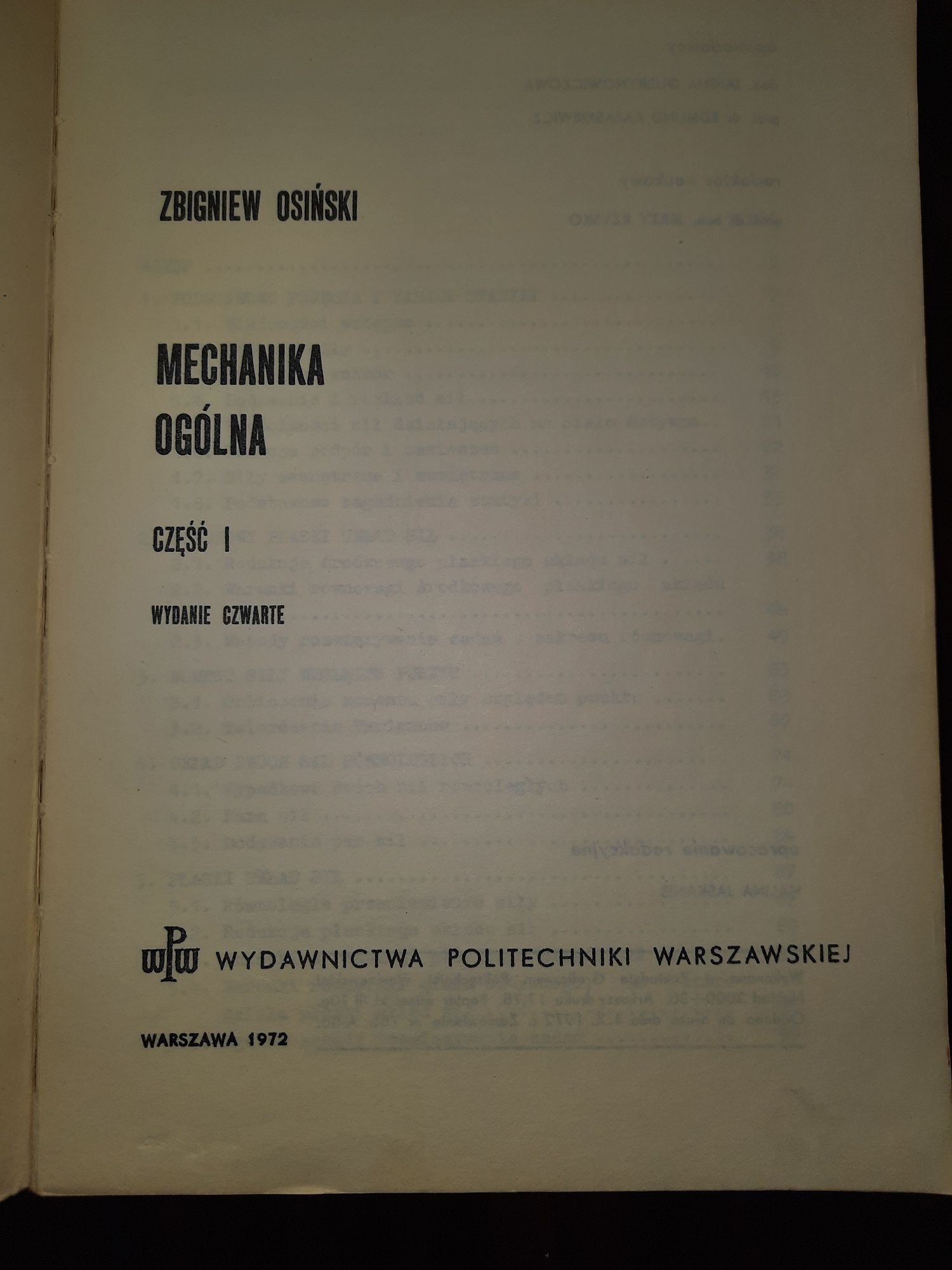 "Mechanika ogólna" cz.I i II, Zbigniew Osiński