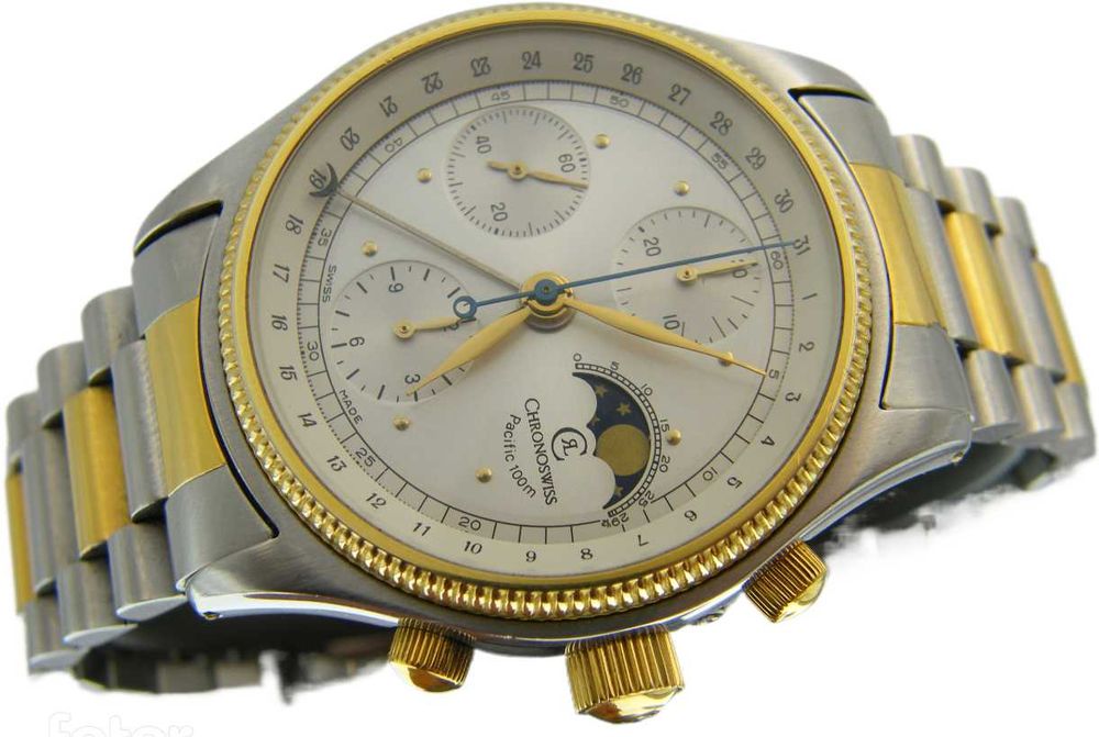 Chronoswiss Pacific 100m Chronograph Moon Phase Stal Złoto