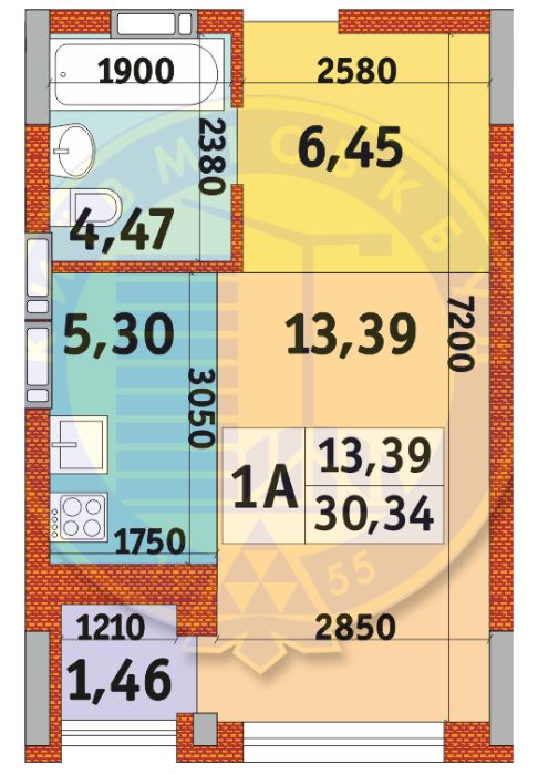 Апарт-комплекс в Пуще Водице. 1К - 30,34м2. ул. Квитки Цисык, 34, 36