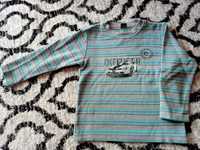 Sweterek w paski szaro-turkusowe dla chłopca 5 - 6 lat