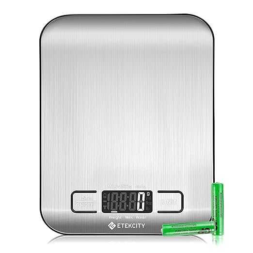 Etekcity EK6015 Waga Kuchenna, Srebrny, 18 x 14 x 1,5 cm 5 kg Limit