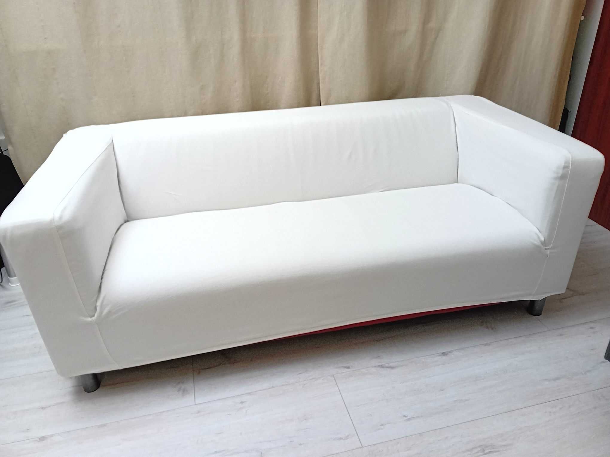 Sofa Ikea Klippan skóra naturalna czerwona + 4 pokrowce (trzy kolory)