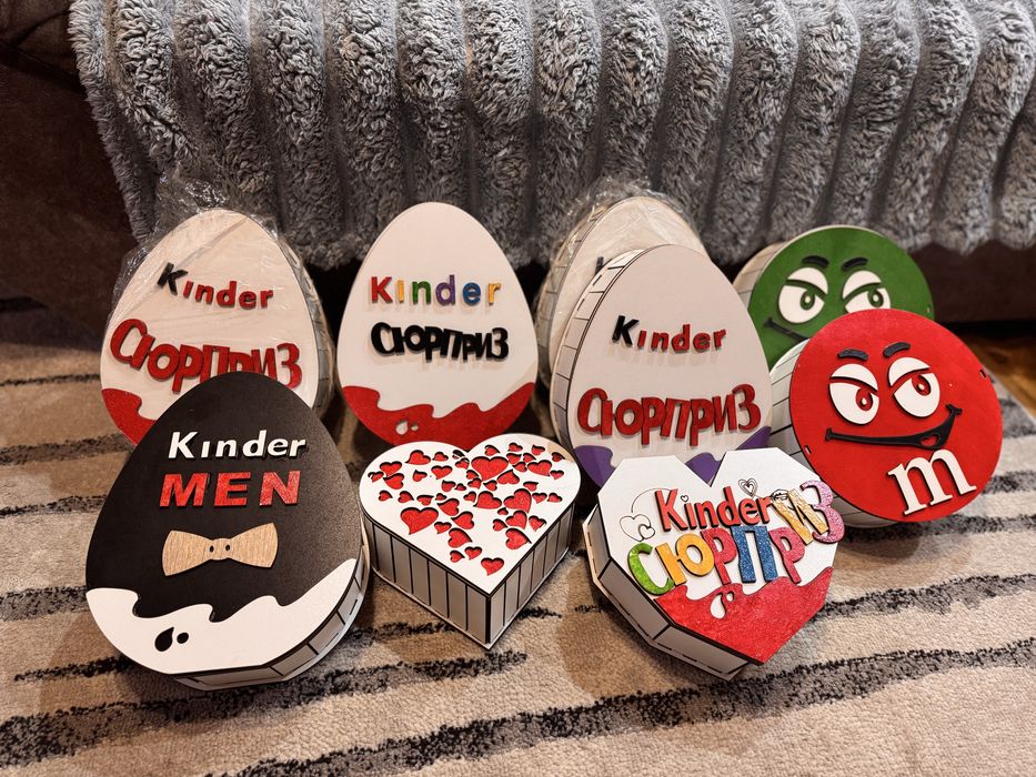 Деревяні подарункові коробки кіндер та коверти для грошей