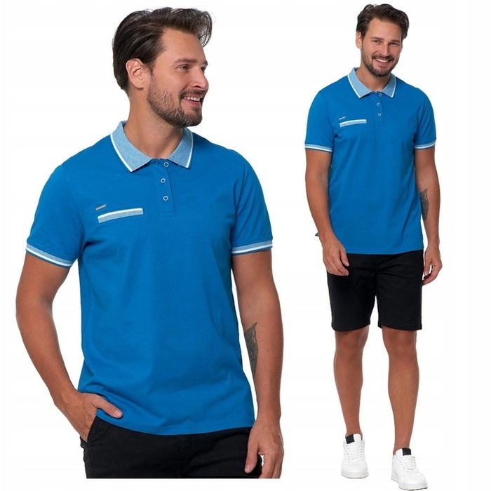 Koszulka Polo Męska Bawełniana Polówka Modna Premium Zielony Moraj - L