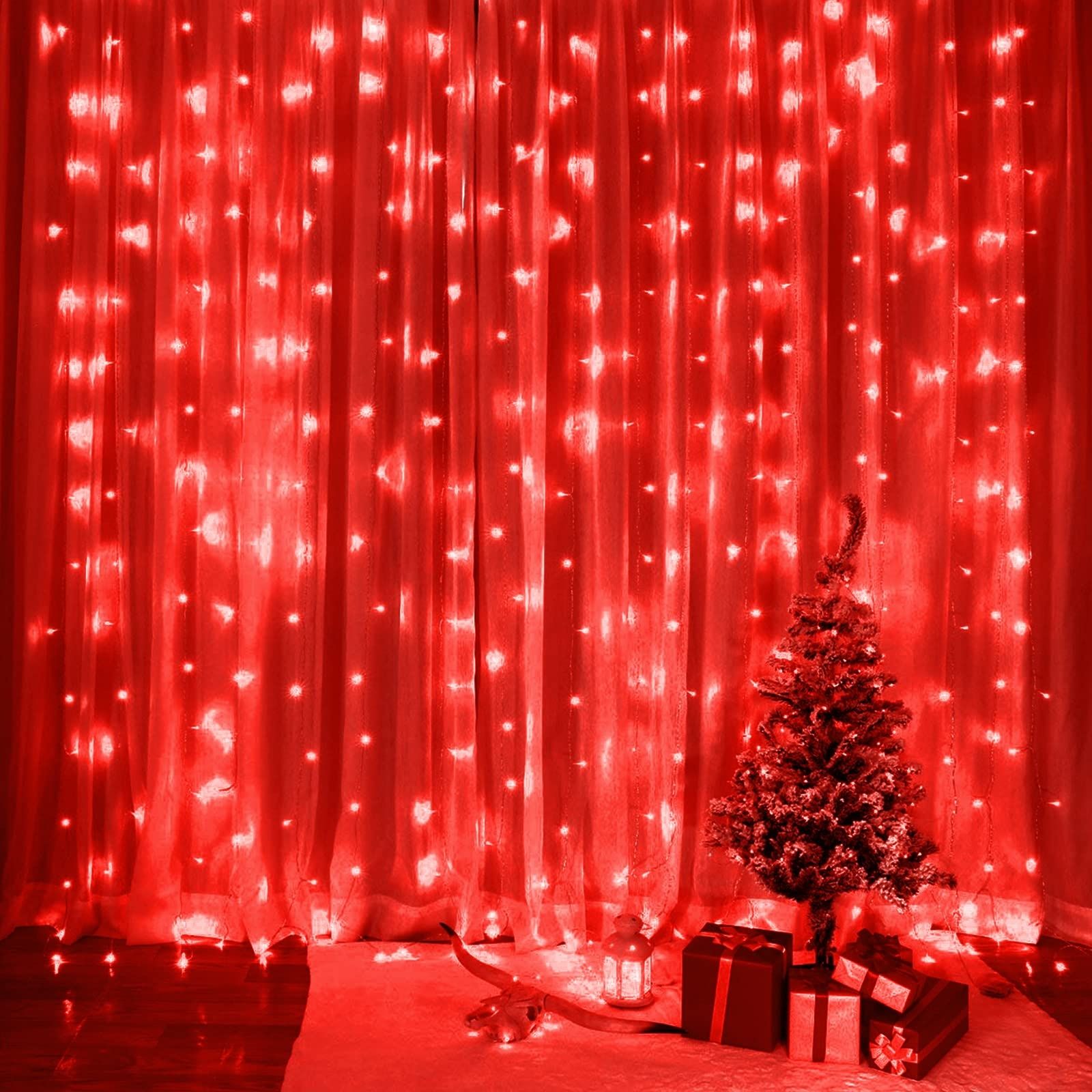 Kurtyna ledowa czerwona 3x2m 200led świetlna lampki girlanda dekoracja